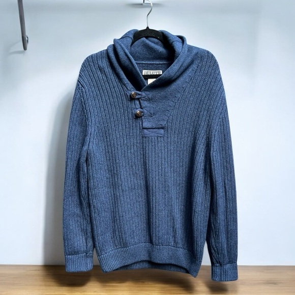 🌻Duluth Trading Company Blue Brigadier Shawl Collar Sweater Men's Size Medium - Picture 1 of 6